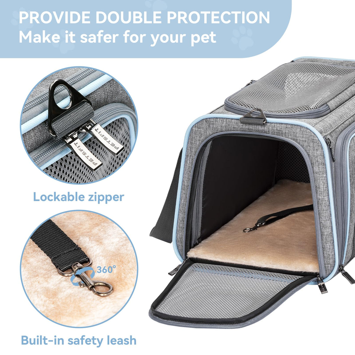 Petsfit Small Double Expandable Cat Carrier for Kittens and Air Travel