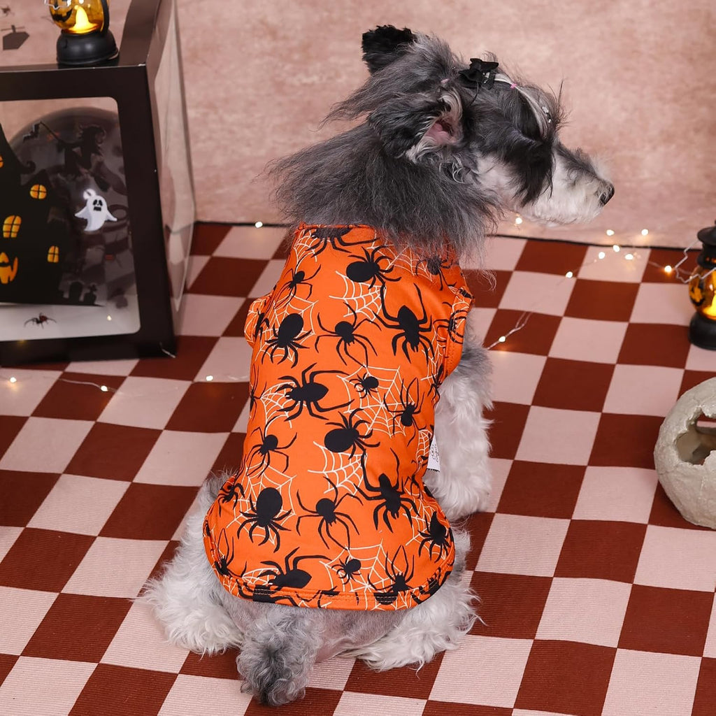 CuteBone Halloween Dog Shirts 2-Pack Soft Pet Clothes Breathable Summer Vest for Small Puppy and Stretchy Cat Apparel