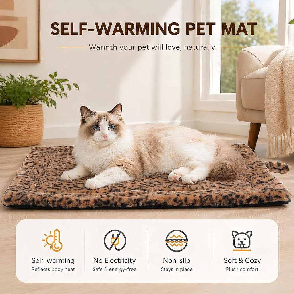 Self Warming Cat Pad for Cats and Small Dogs, Non Electric Thermal Pet Mat, Washable Soft Sleeping Mat with Non Slip Bac