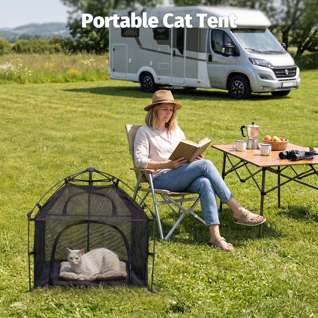 Catio Outdoor Cat Enclosure Pop up Cat Tower Tent(Square, L)