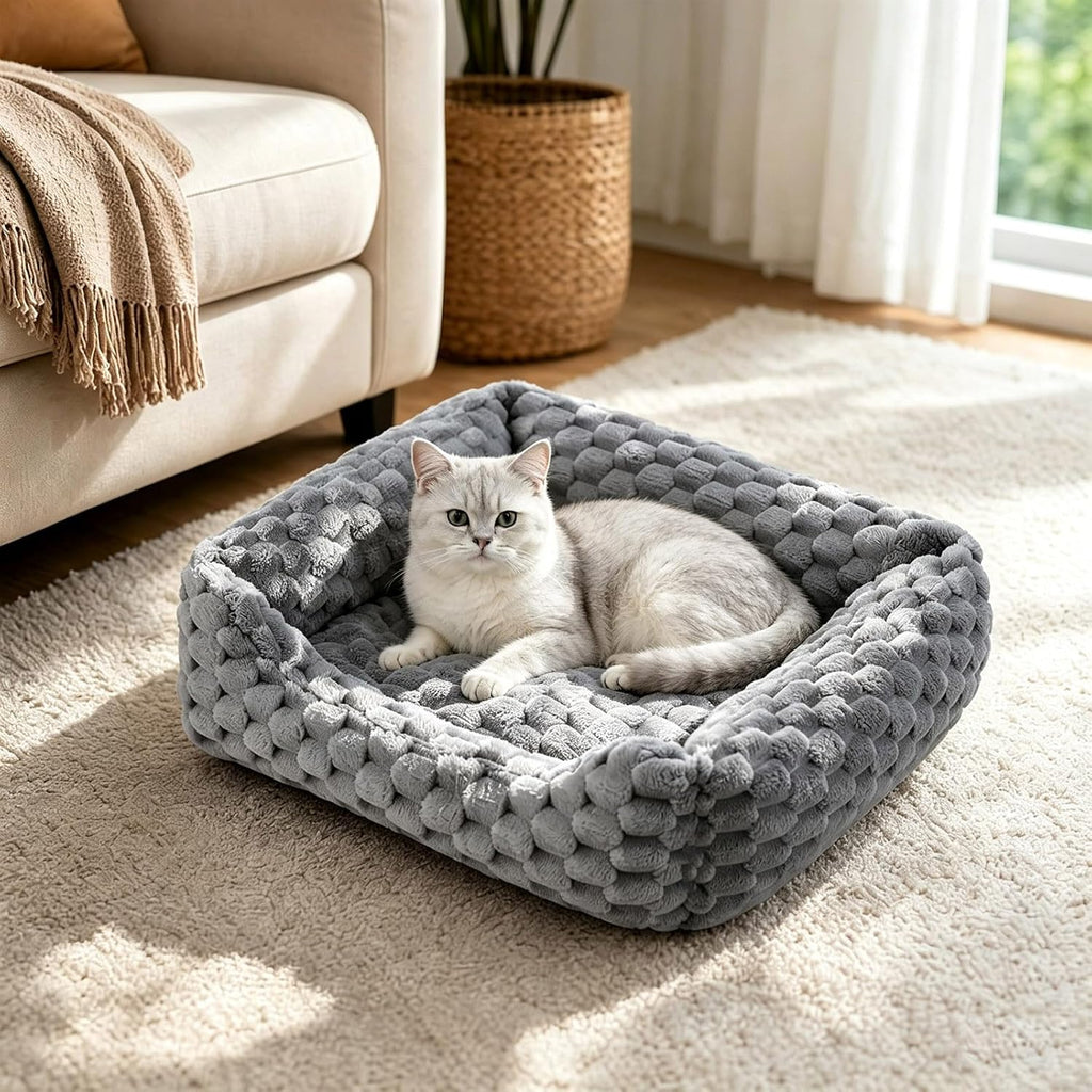 Cat Couch, Soft Pets Bed, Fluffy Cat Sofa, cama para Gatos, Gray