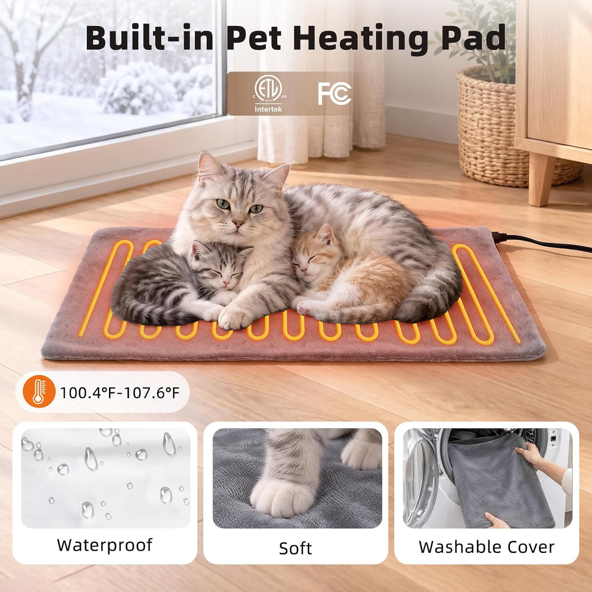 Heated Outdoor Cat House Weatherproof,Insulated Cat House for Winter