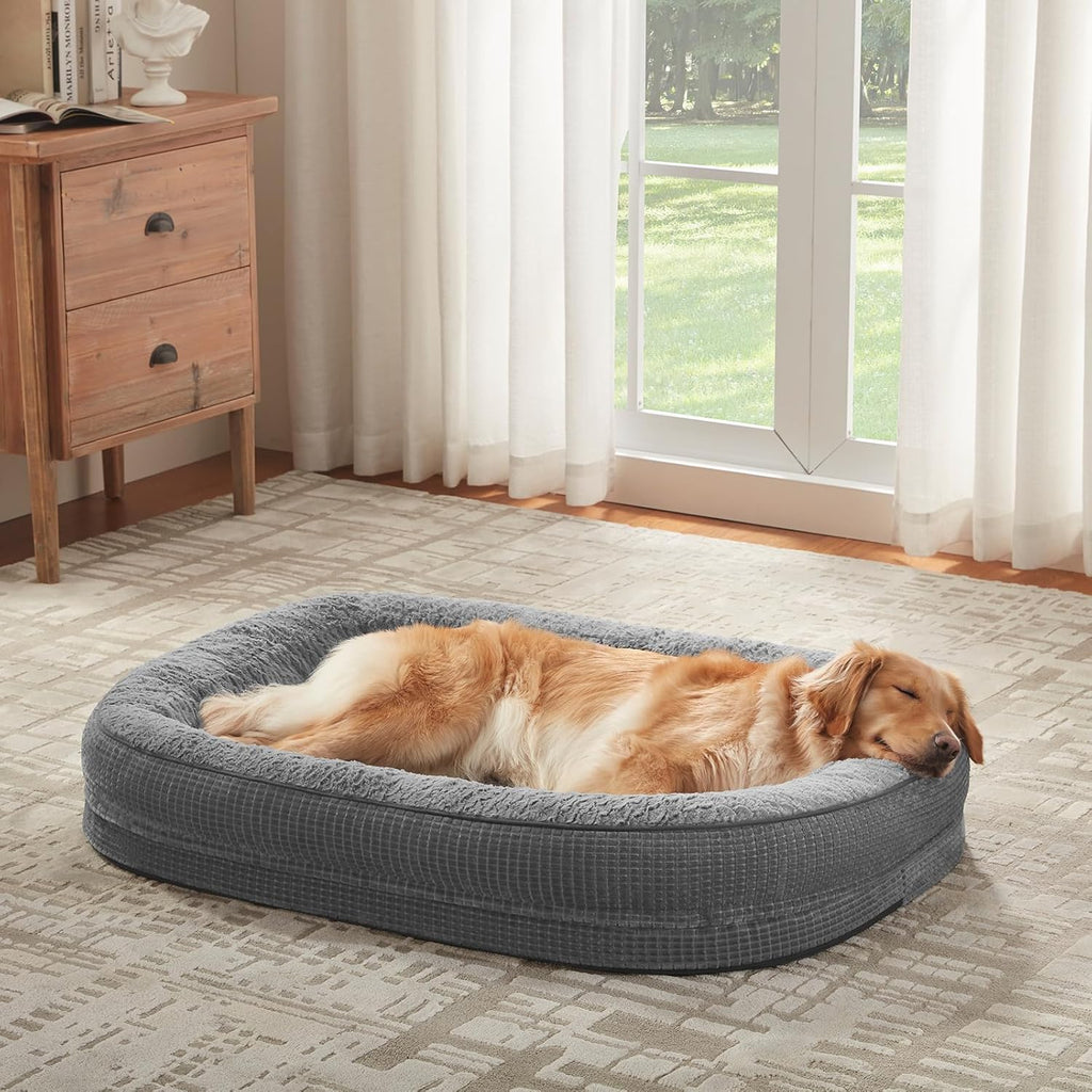 JOEJOY XL Orthopedic Dog Bed for Large Dogs, 360° Oval Bolster, 42"