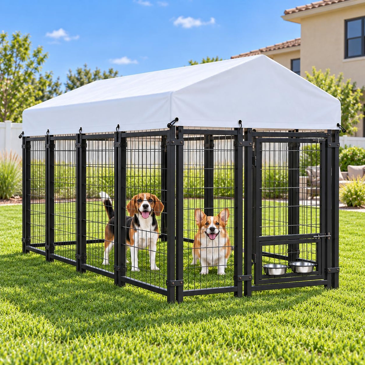 VAGGER 4x4x5 FT Dog Kennel Outdoor with Roof