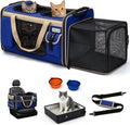 Odoland Expandable Cat Carrier for 2 Cats with Litter Box, Large Soft Sided