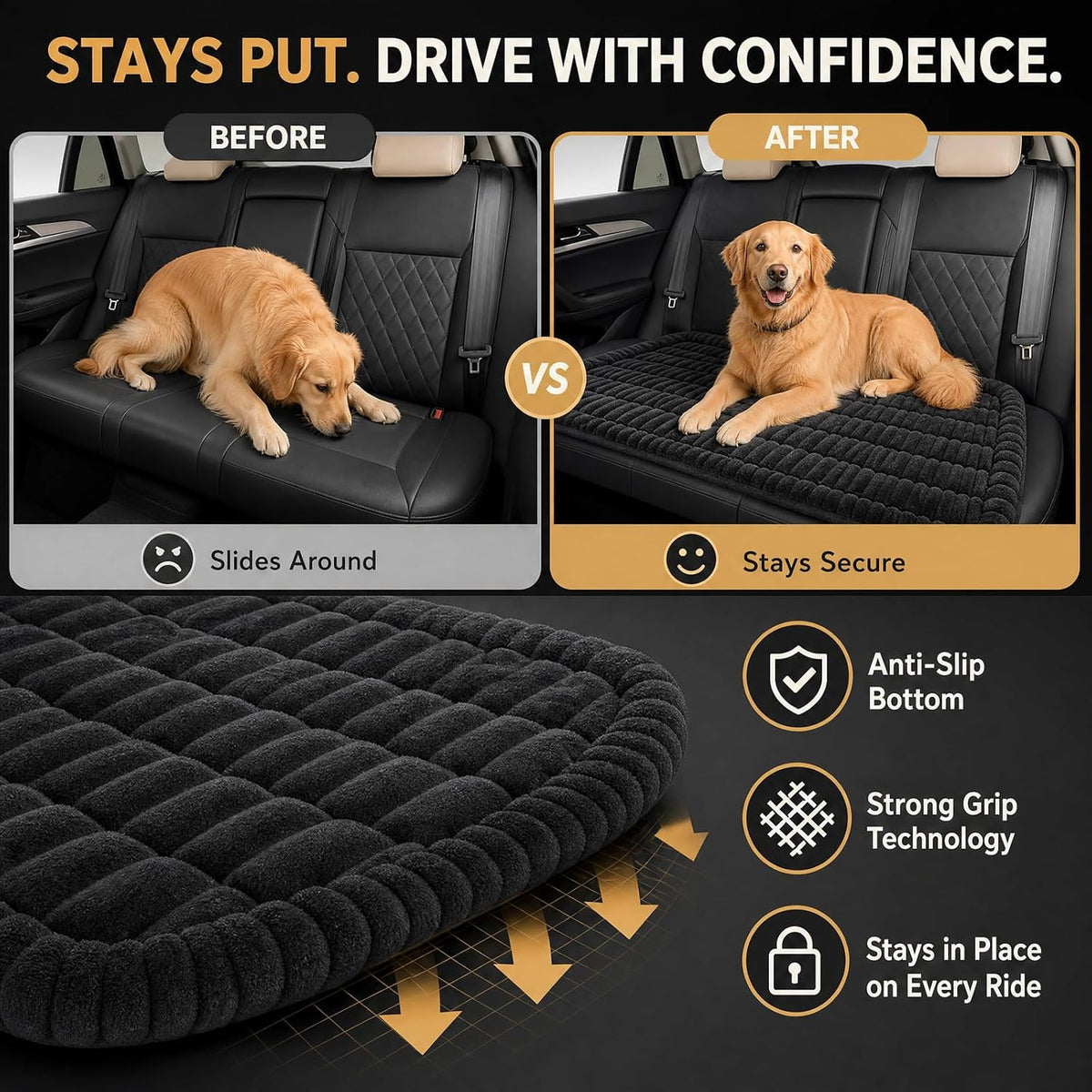 54"x25" Soft Dog Seat Cover Backseat Bed Mat Non-Slip Waterproof (Grey)