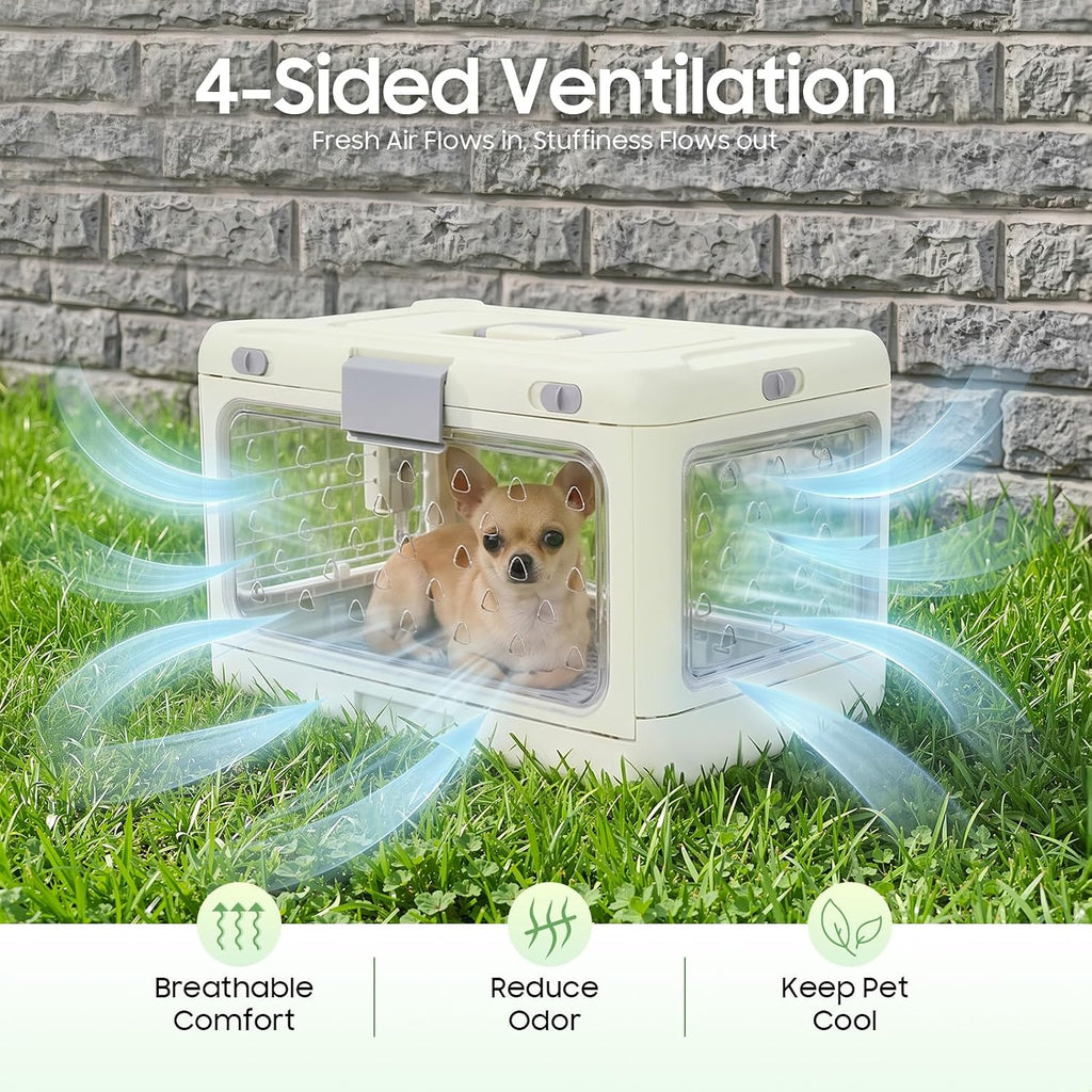 Collapsible Dog Crate for Small Dogs, Hard Cat Carrier 19.69x12.6x12.2in