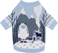 Fitwarm Yeti Dog Jacquard Sweater, Cozy Winter Clothes for Small Dogs Boy Girl, Knitted Pet Apparel, Blue, White, Medium