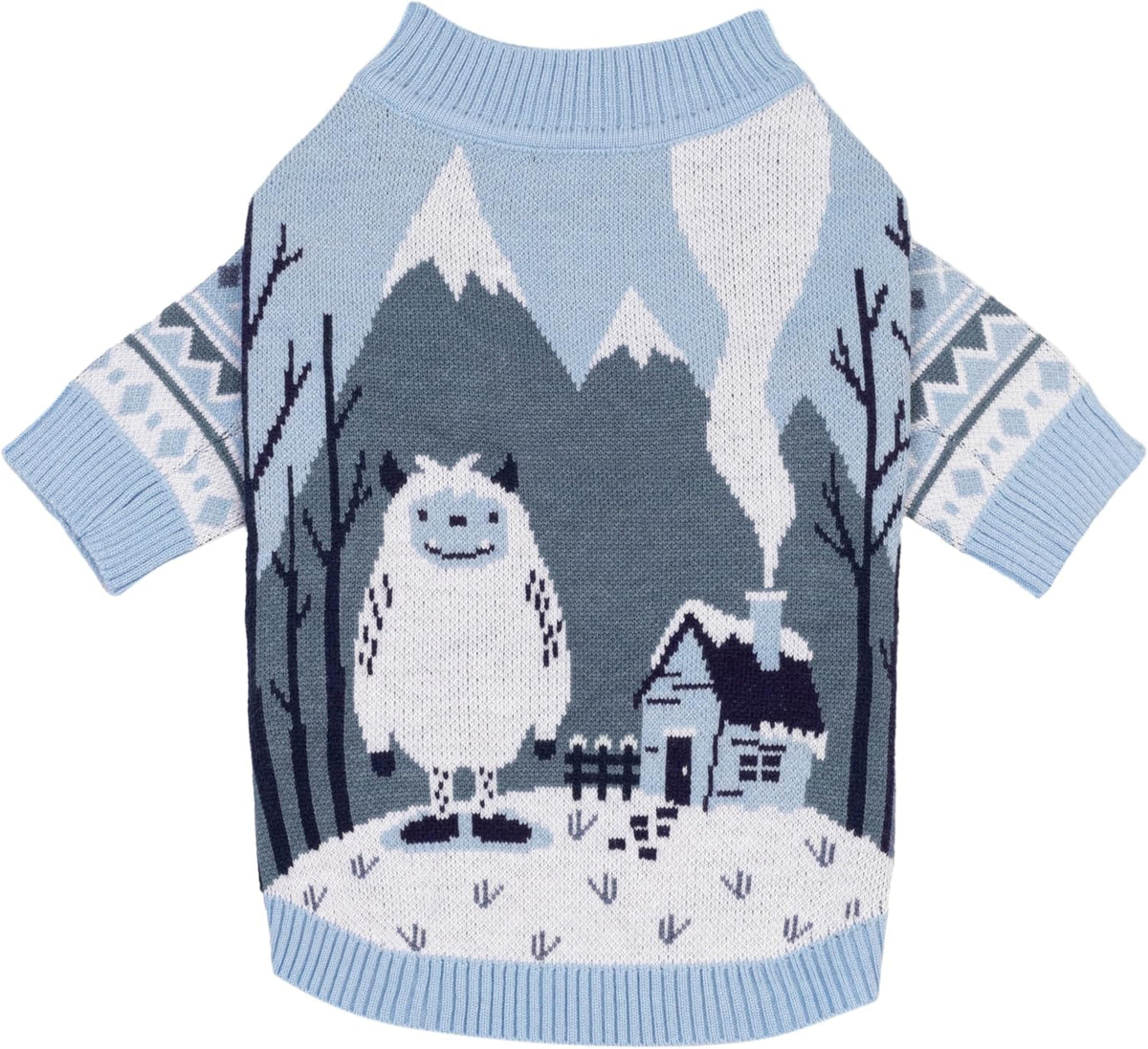 Fitwarm Yeti Dog Jacquard Sweater, Cozy Winter Clothes for Small Dogs Boy Girl, Knitted Pet Apparel, Blue, White, Medium