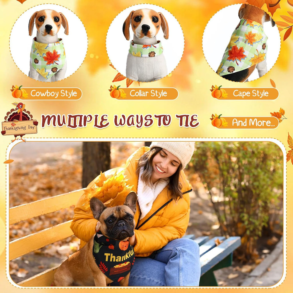60 Pcs Fall Dog Bandana Bulk Thanksgiving Pet Scarf, Turkey Pattern