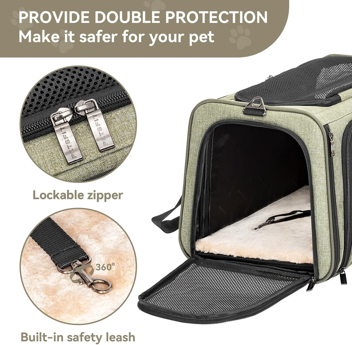 Petsfit Medium Double Expandable Cat Carrier for Cats and Small Dogs
