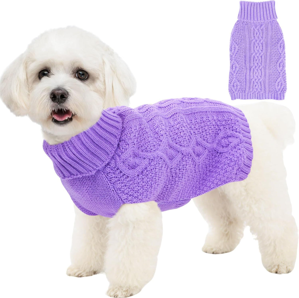 Dog Sweaters for Small Dogs Turtleneck Pullover Puppy Sweater Sleeveless Cable Knit Sweater for Chihuahua Soft and Warm 