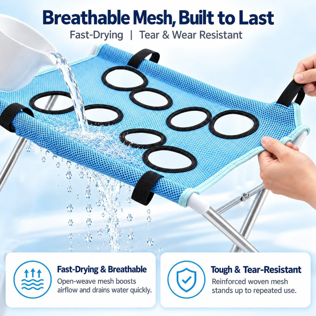 Dog Grooming Hammock Stand, Foldable Bath Sling Holder for Dogs Cats(Blue)