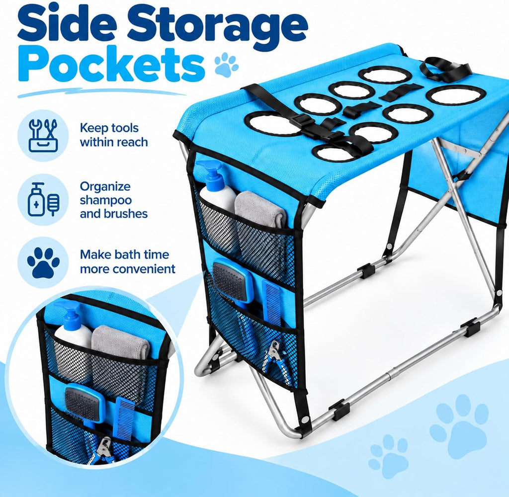 Foldable Dog Bath Hammock with Stand, Pet Shower Holder for Small Pets