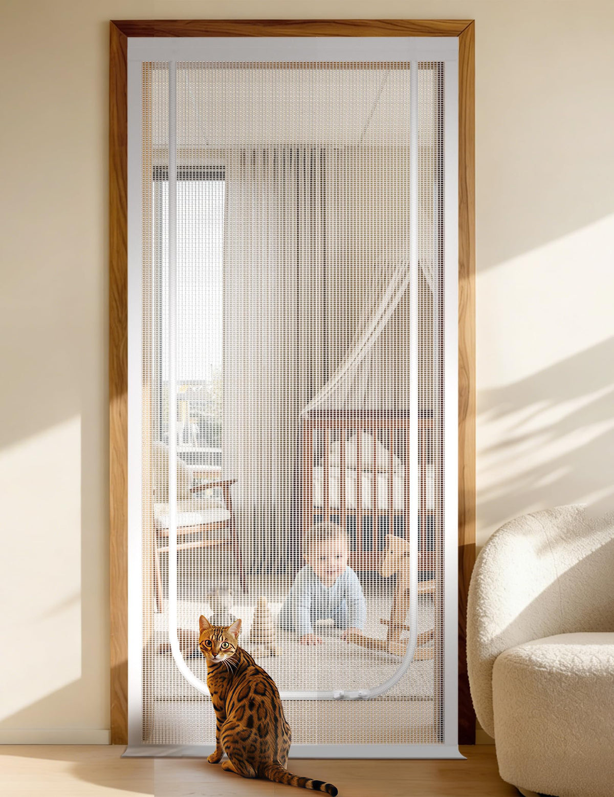 BFNN Cat Screen Door, Scratch Resistant Mesh Gate, Fit 32'' x 80'' Door, U