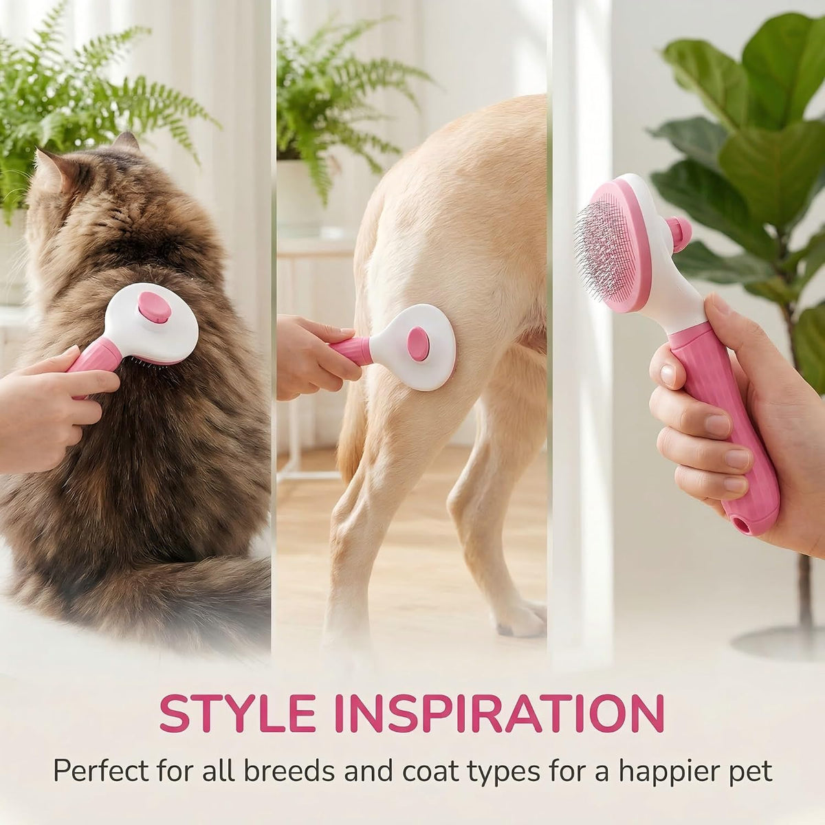 Cat Brushes for Indoor Cats, Soft Silicone Self Cleaning Pet Grooming Brush