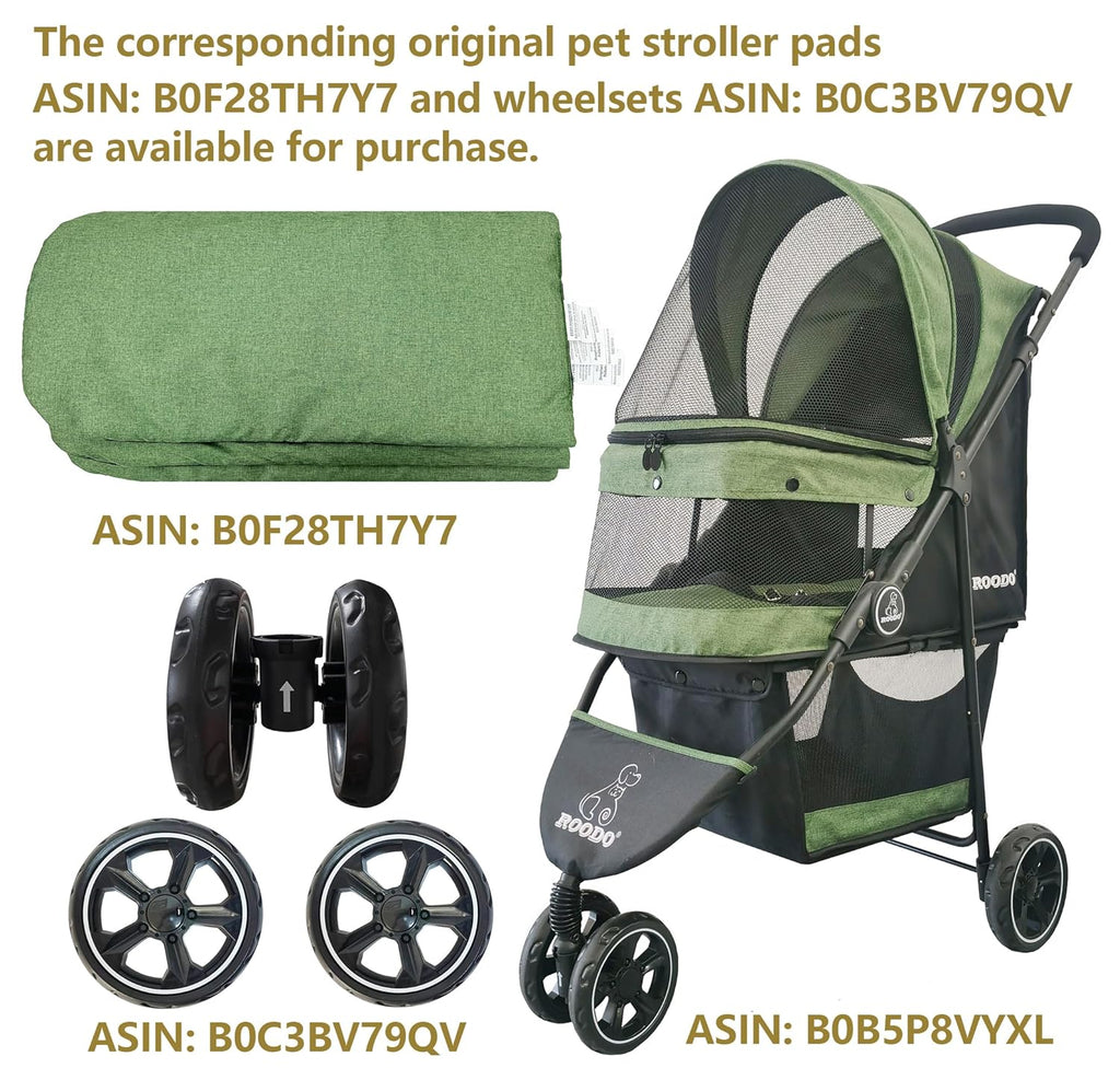 ROODO 3 Wheel Pet Stroller Best Lightweight Foldable Compact Portable Jogger All Terrain Travel Pet Gear Puppy Kitty Str