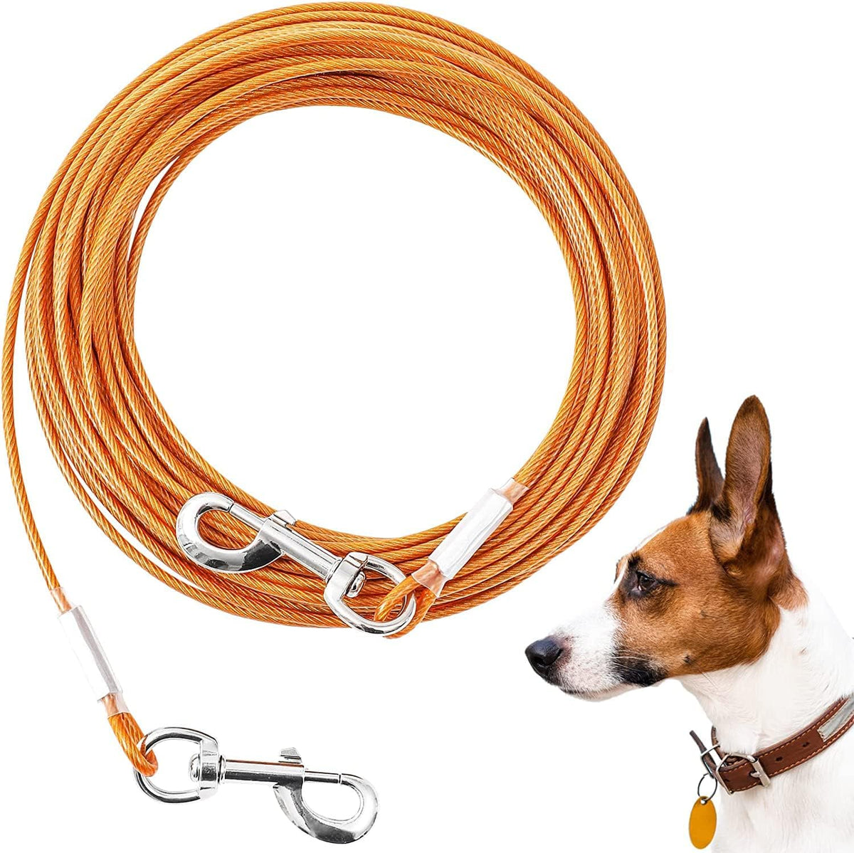 10/15/20/25FT Dog Tie Out Cable, Heavy Duty Dog Runner for Small to Large Dogs Up to 125 lbs, Durable Outdoor Dogs Tethe