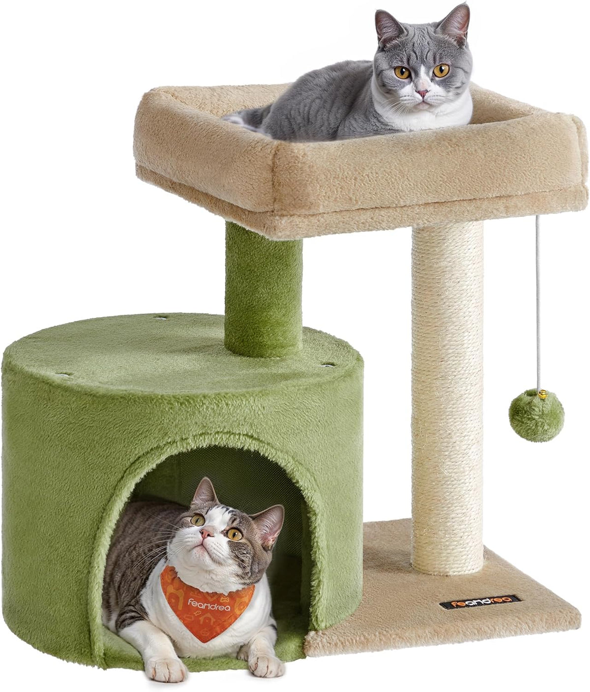 Feandrea Cat Tree, 18.5-in Small Cat Tower, Cute Kittens Condo, Light Gray