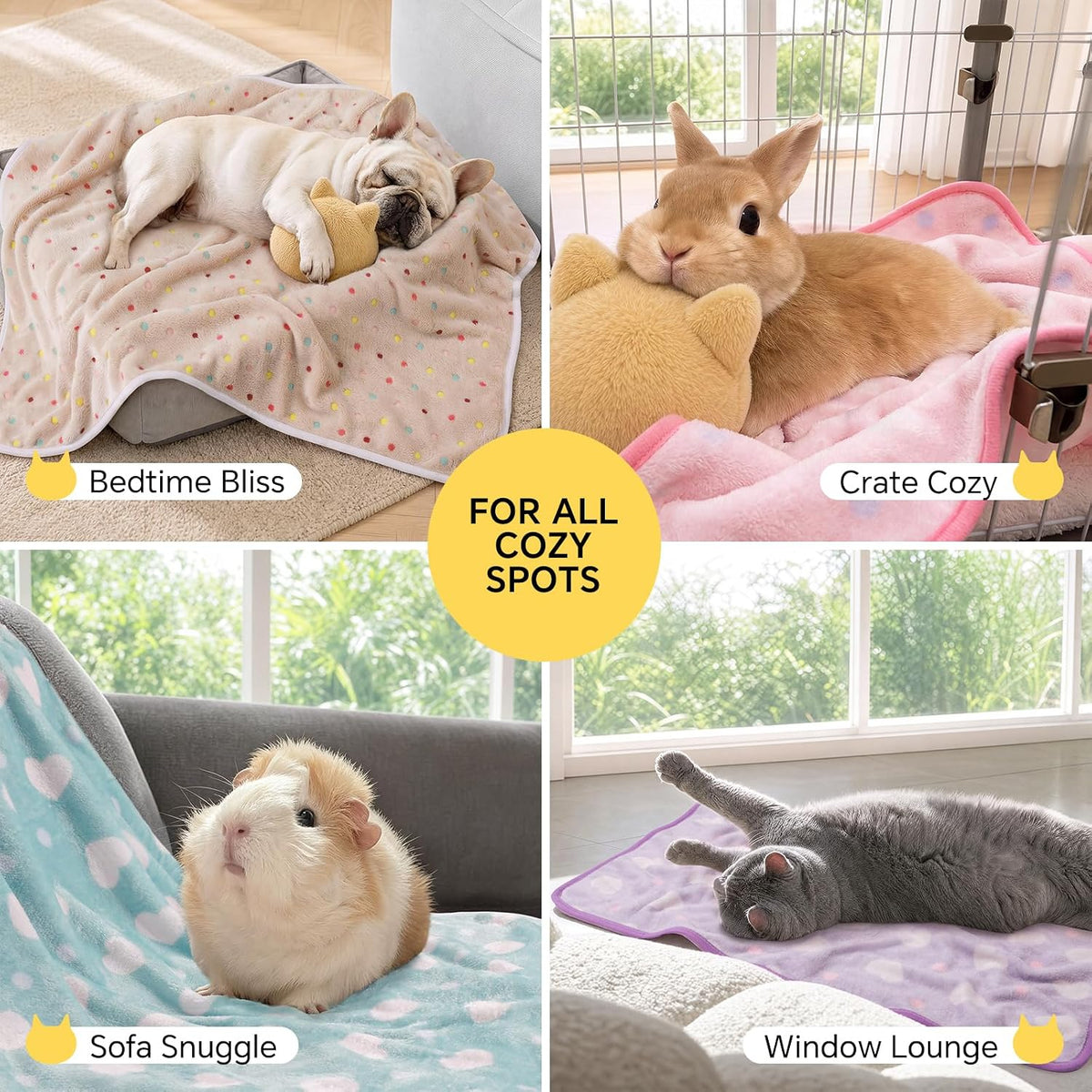 1 Pack 3 Blankets Super Soft Cute Dot Pattern Pet Blanket Flannel Throw for Dog Puppy Cat Beige/Brown/Pink Small