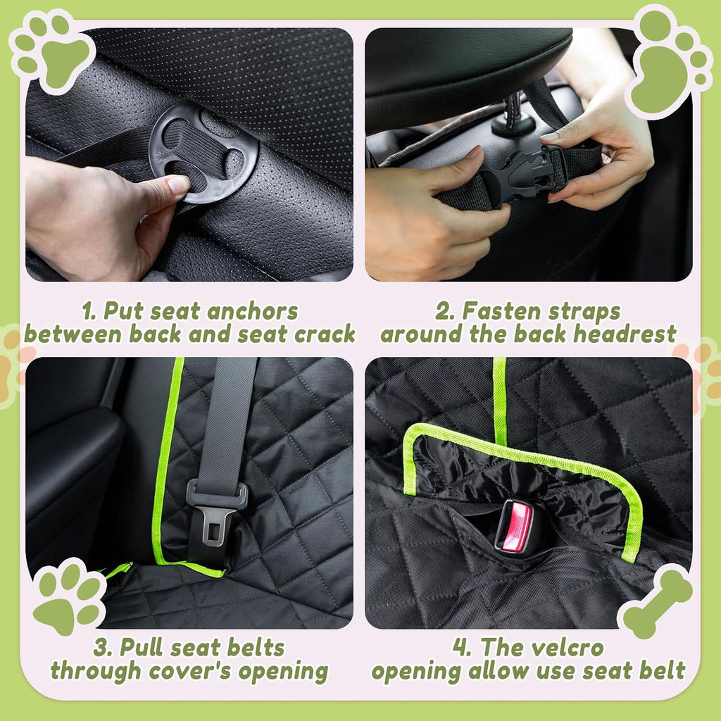 BDUSXYZ Dog Car Seat Cover for Back Seat - Waterproof Non-Slip Bench Seat Protector for Cars Trucks SUVs, 52" W X 49" L 
