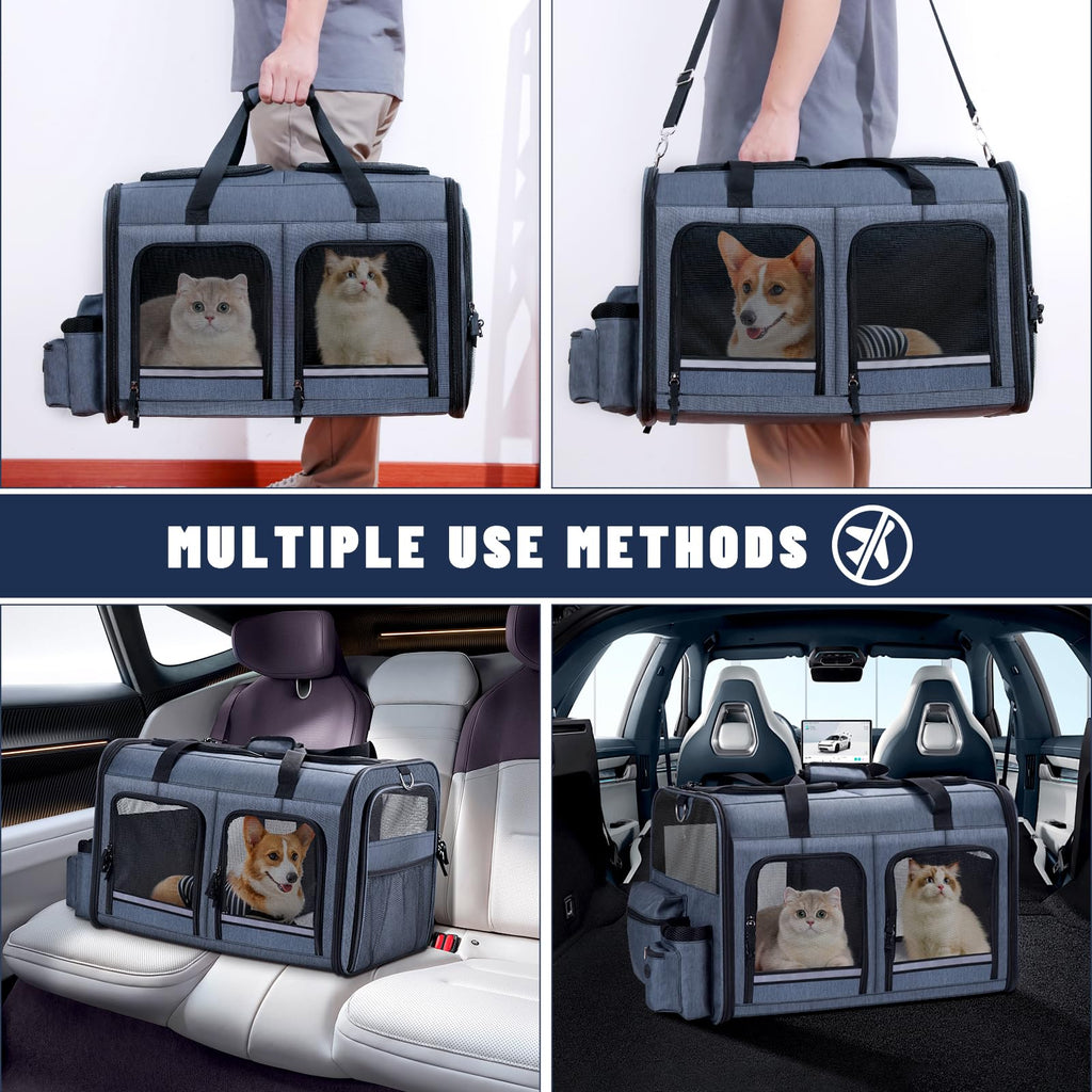 Cat Carrier for 2 Cats,Double Cat and Dual Dog Carrier Cabin for Two Pets
