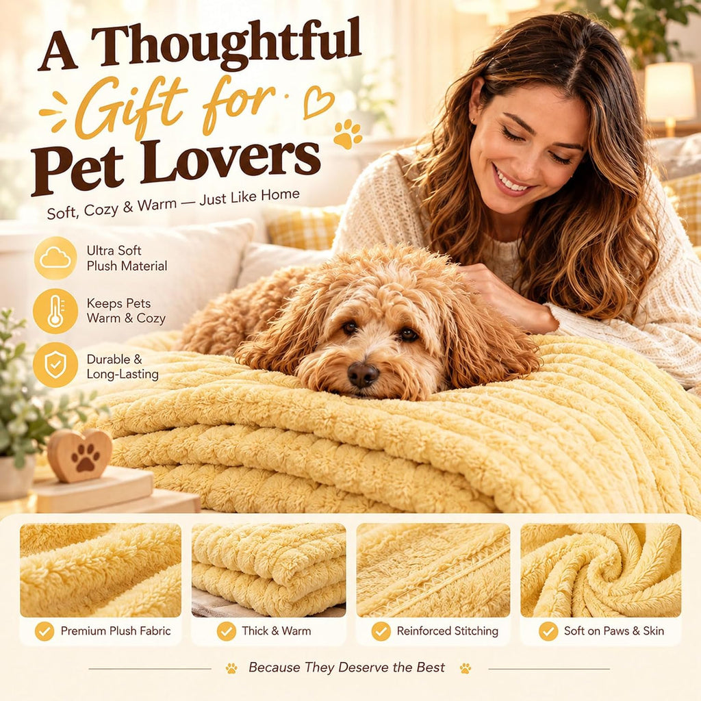 2027 New Yellow Dog Blanket Emotional Support,Soft Faux Rabbit Fur for Dogs
