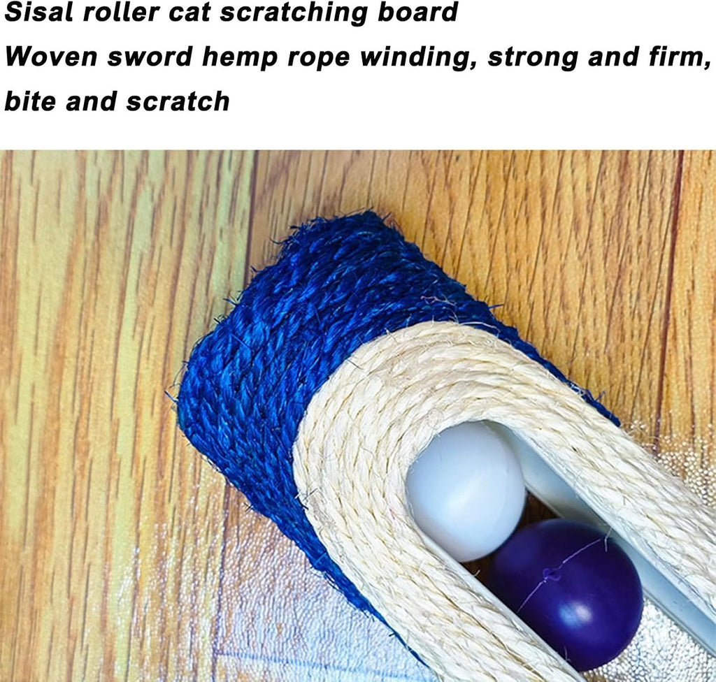 Cylindrical Scratching Board Sisal Cat Toys with 3 Pcs Ringing Balls 11 in Scratching Roller for Indoor Cats Playing (Bl