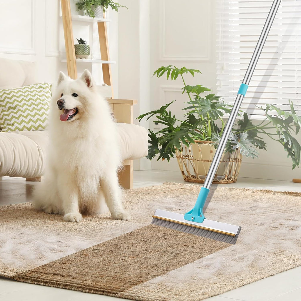 2-in-1 Carpet Rake for Pet Hair, 54" Adjustable Handle