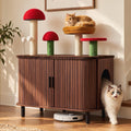 IRONCK Cat Litter Box Enclosure with Mushroom Cat Tree
