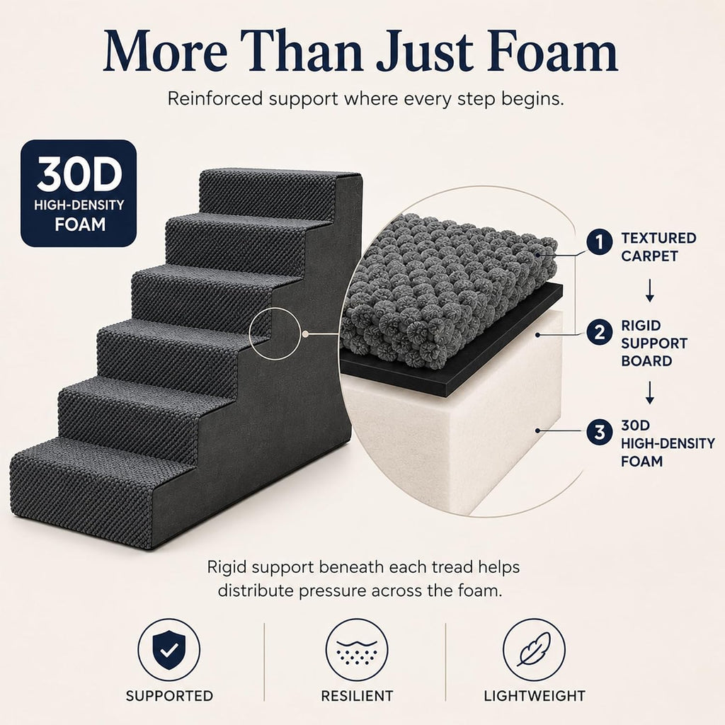 28" H Dog Stairs for Small and Medium Dogs 6-Step Ramps for High Beds and Couch Non-Slip Extra Wide Pet Stairs for Old D