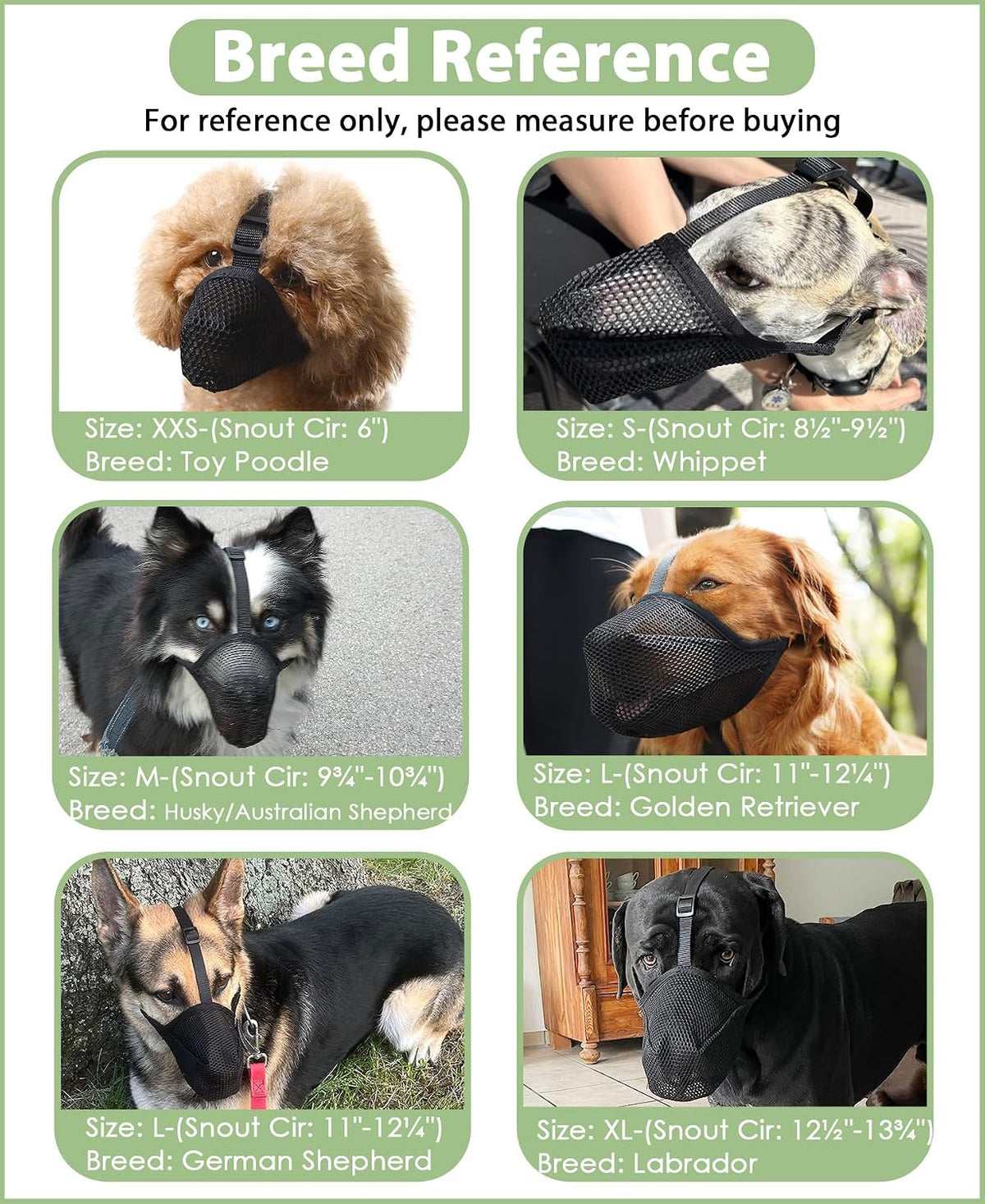 Dog Muzzle, Patented Soft Mesh Muzzle for Scavenging | Black, L