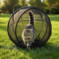 Portable Outdoor Cat Enclosure Ball Cat Cage Pop-Up Cat Playpen (Black)