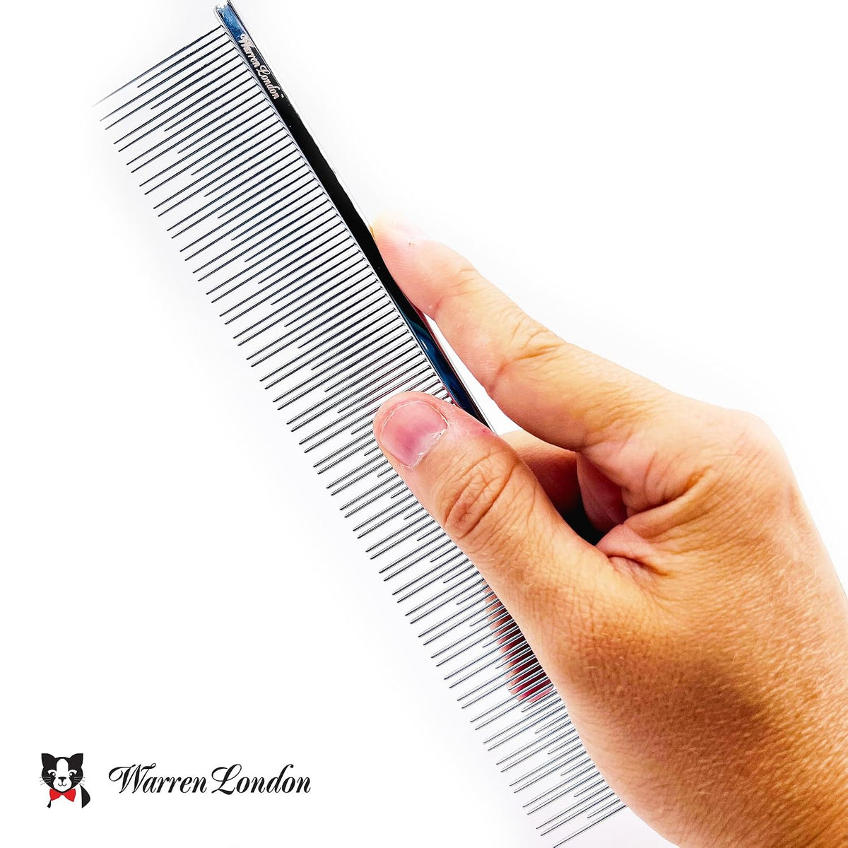 Warren London Carding Cat Comb | 7.5 inches made with Copper | Rounded Tips Prevent Irritation | Dual Tooth Design for S