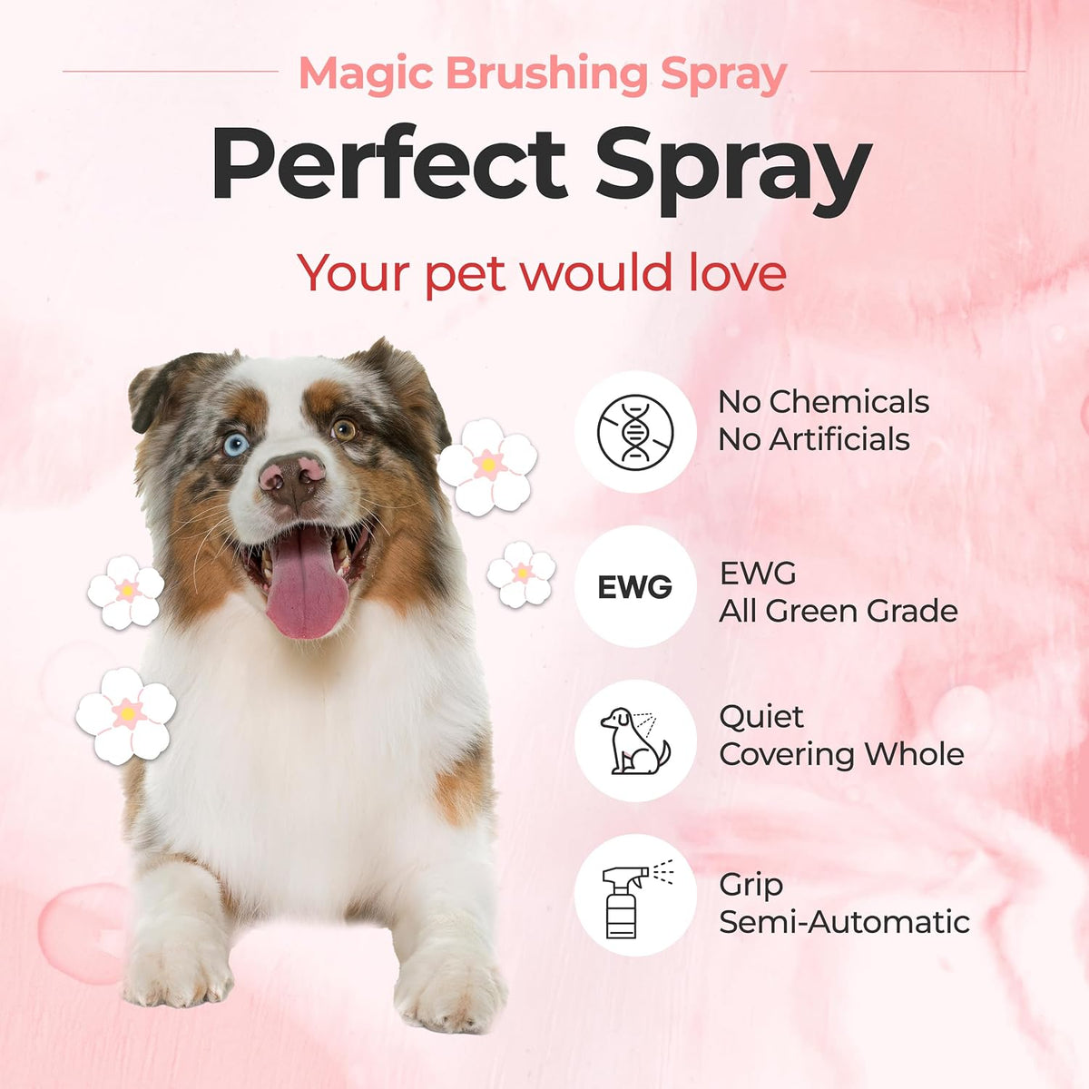 JAYU PET Magic Brushing Spray + Refill Bottle 1EA - Detangling and Deodorizing Spray for Dog & Cat