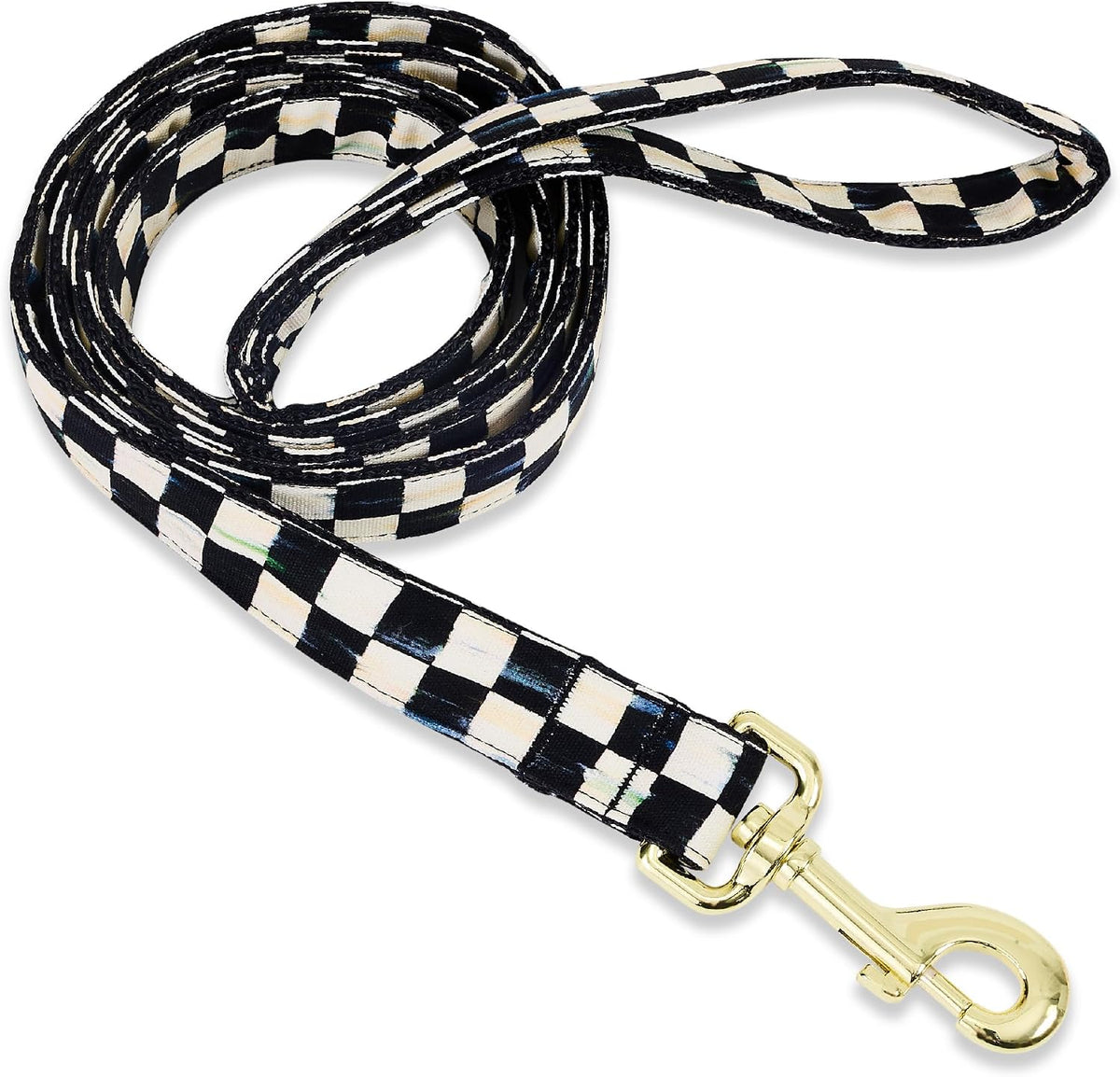 MACKENZIE-CHILDS Dog Leash, 60" Long, Pink-and-White Rosy Check