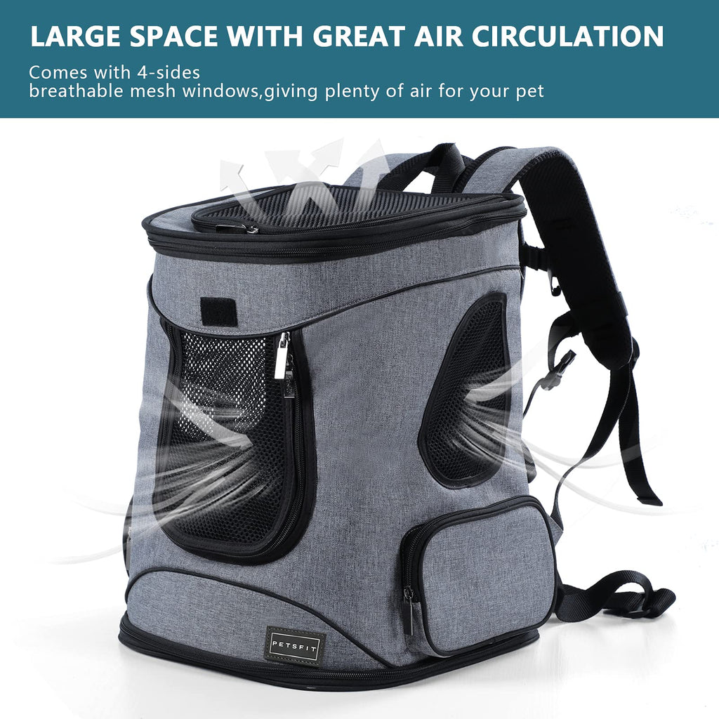 Petsfit Dog and Cat Backpack Carrier, Padded Waist Support, Up to 18 lb