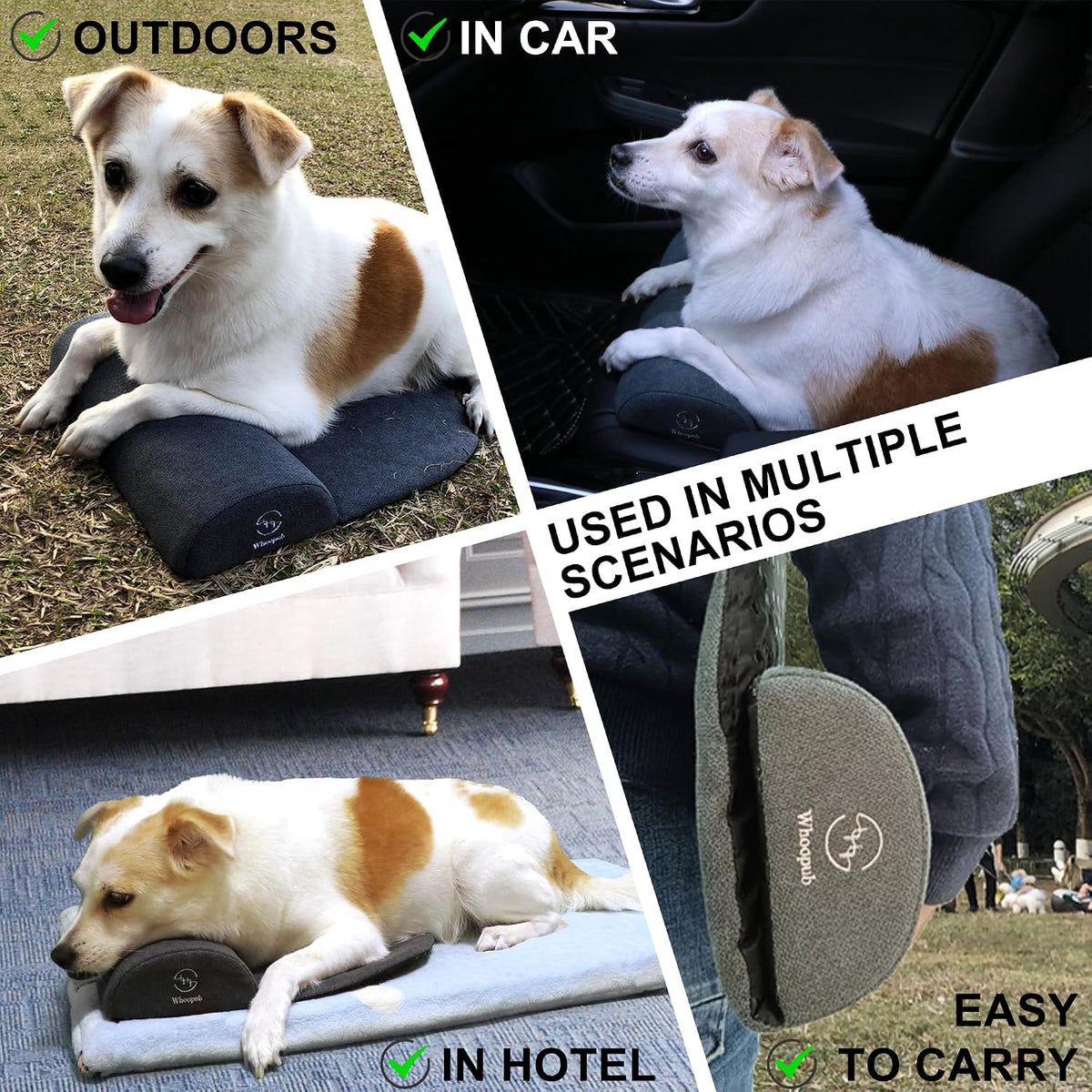 Dog and Cat Bolster Pillow for Medium Dogs and Cats, Benefit for Cervical Vertebra and Neck, Easy to Carry When Travelin
