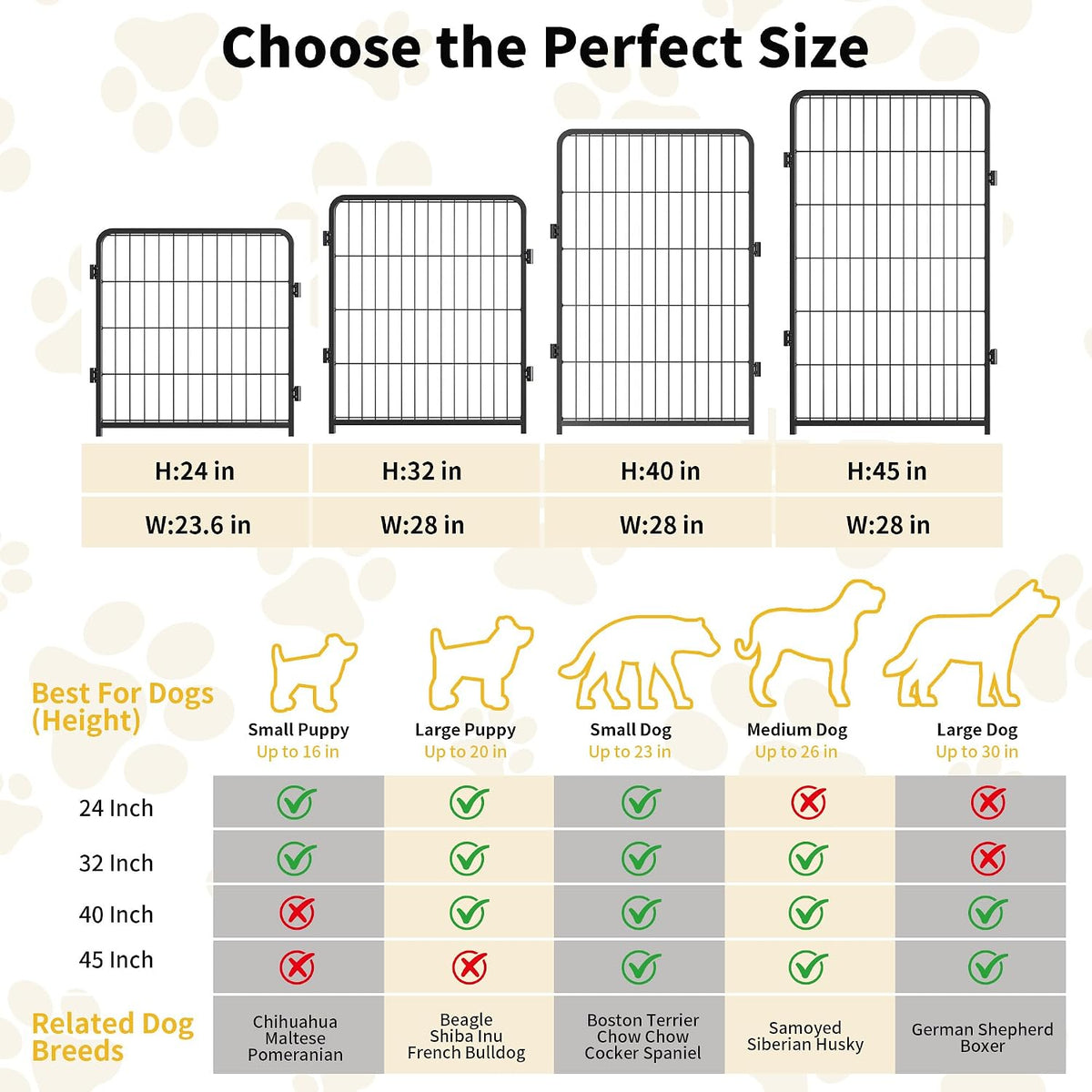 Dog Fence for RV Camping/Yard/Garden, 32" H, 16 Panels