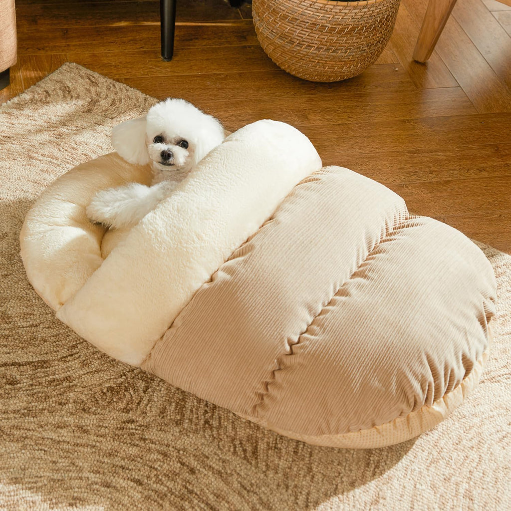 Romaneco Bed for Dog and Cat, Pet Bed, Ultra Soft Cute Plush Slipper Cat Cave Bed, Anti Slip Warm Pet House Nest, Self-W