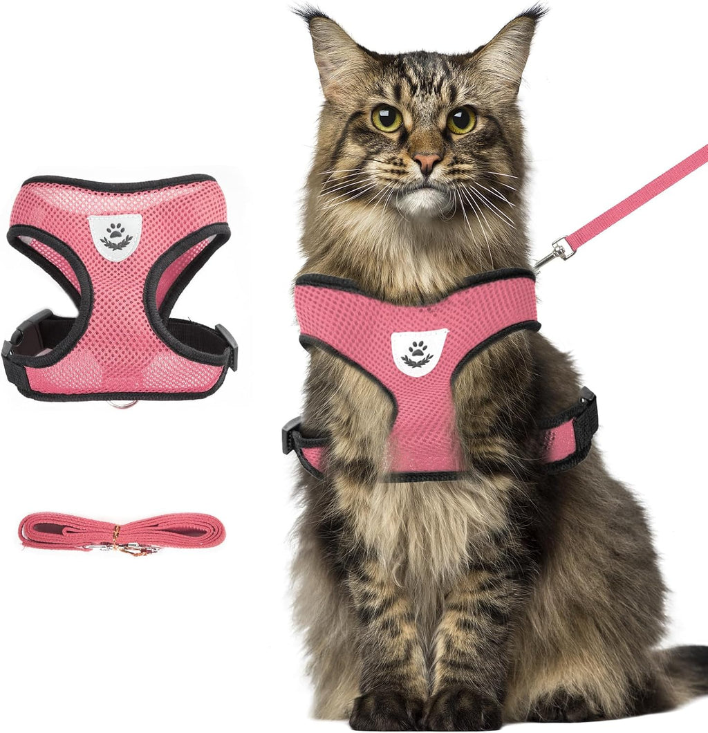 Black Cat Harness and Leash Set, Soft Mesh Adjustable Reflective, Size M