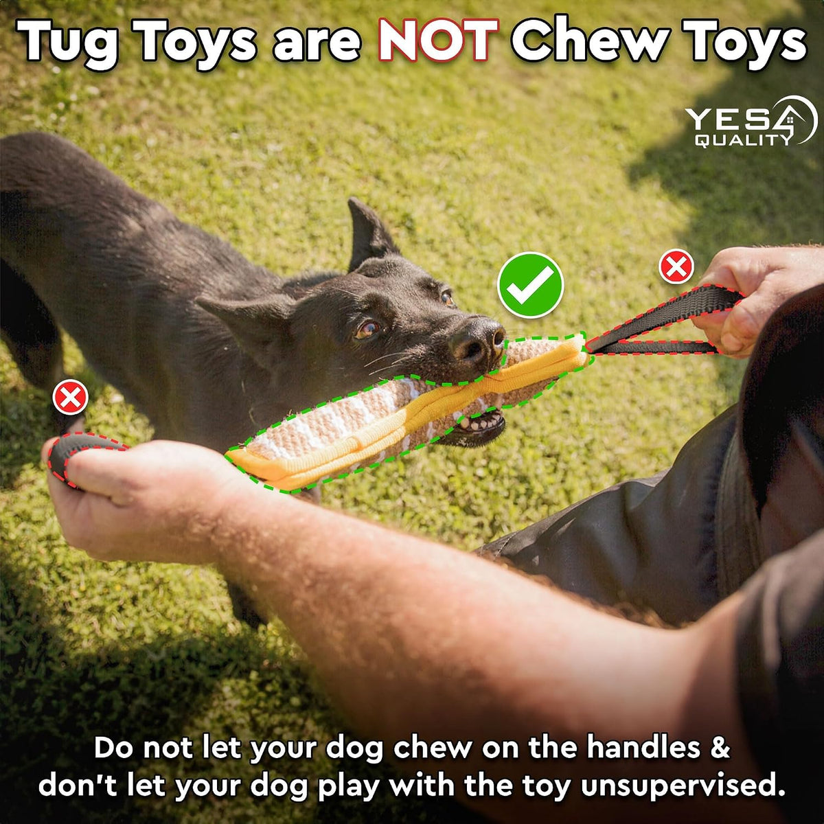 Dog Bite Tug Toy, 12"x3.2", Durable Pull Toy with 2 Soft & Strong Handles