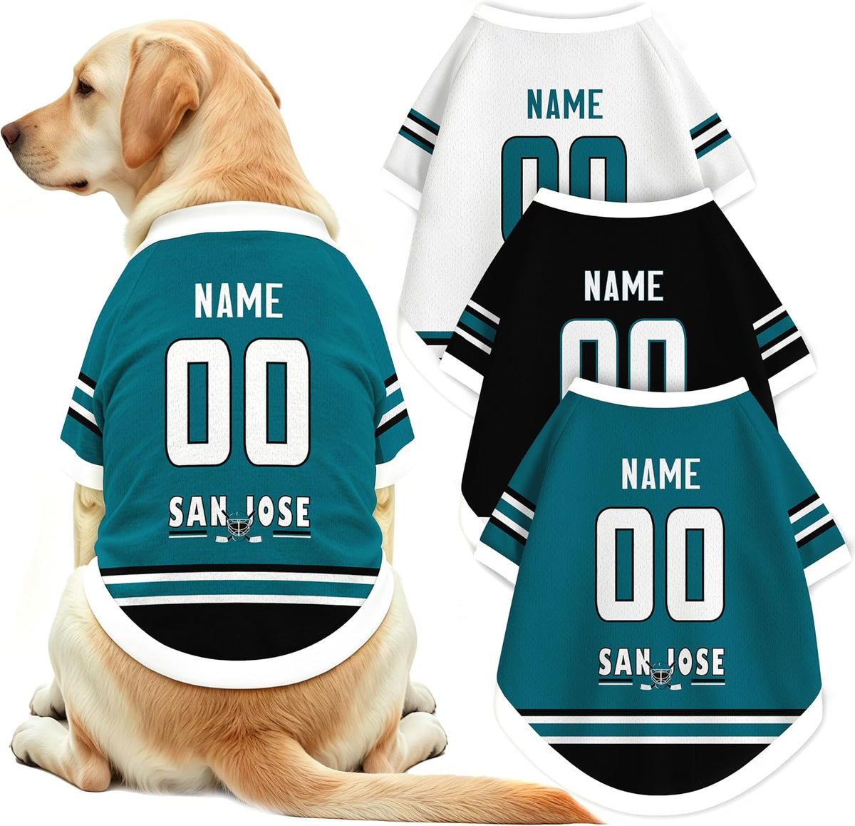 San Jose Dog Clothes Dog Jersey T-Shirt Custom Name & Number for Small Middle and Large Dogs