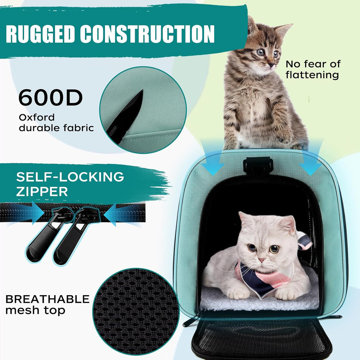 Cat, Dog Carrier for Small Medium Pet Carriers Up to15Lbs, Cats Carrier Soft- Sided Puppy Dogs Bag Portable Foldable Air