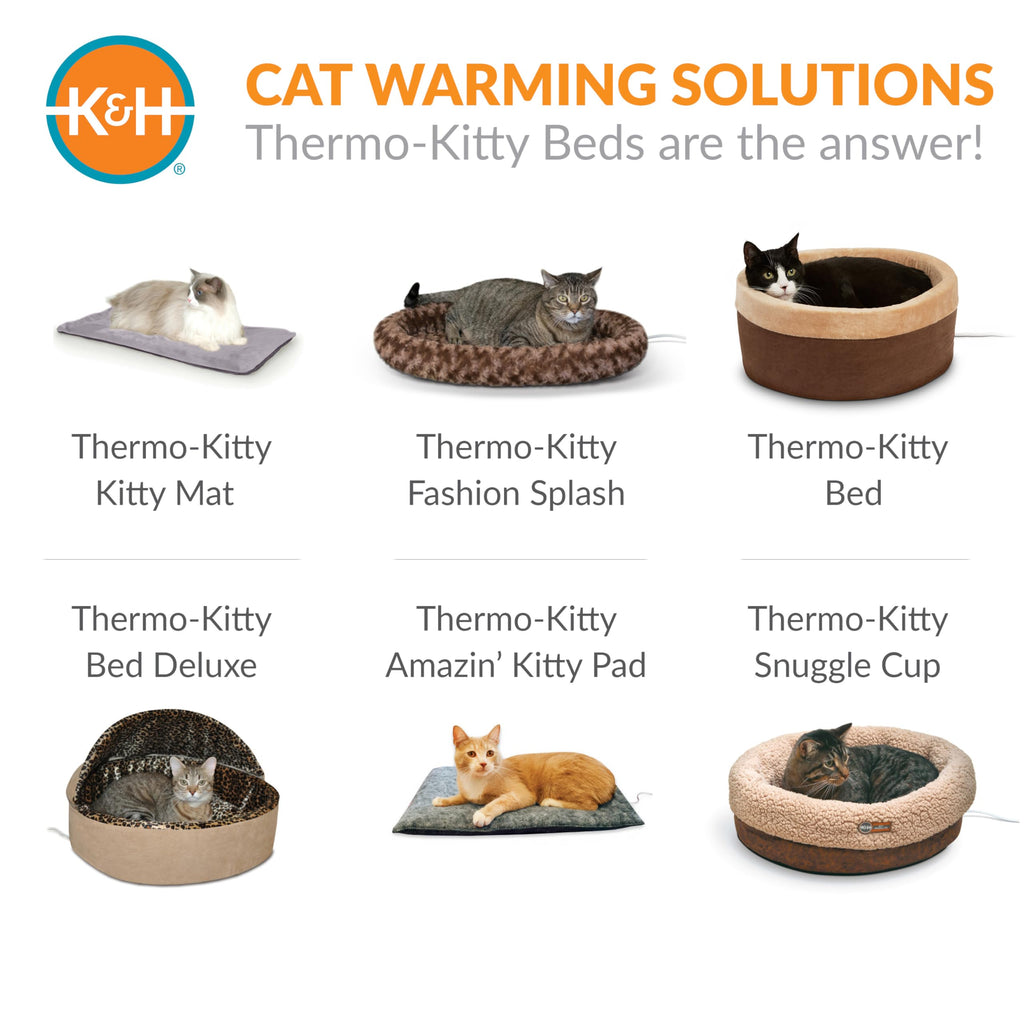 K&H Self-Warming Cat Bed Pad, Self Heating Pad, Small 21 X 17 Gray/ Black