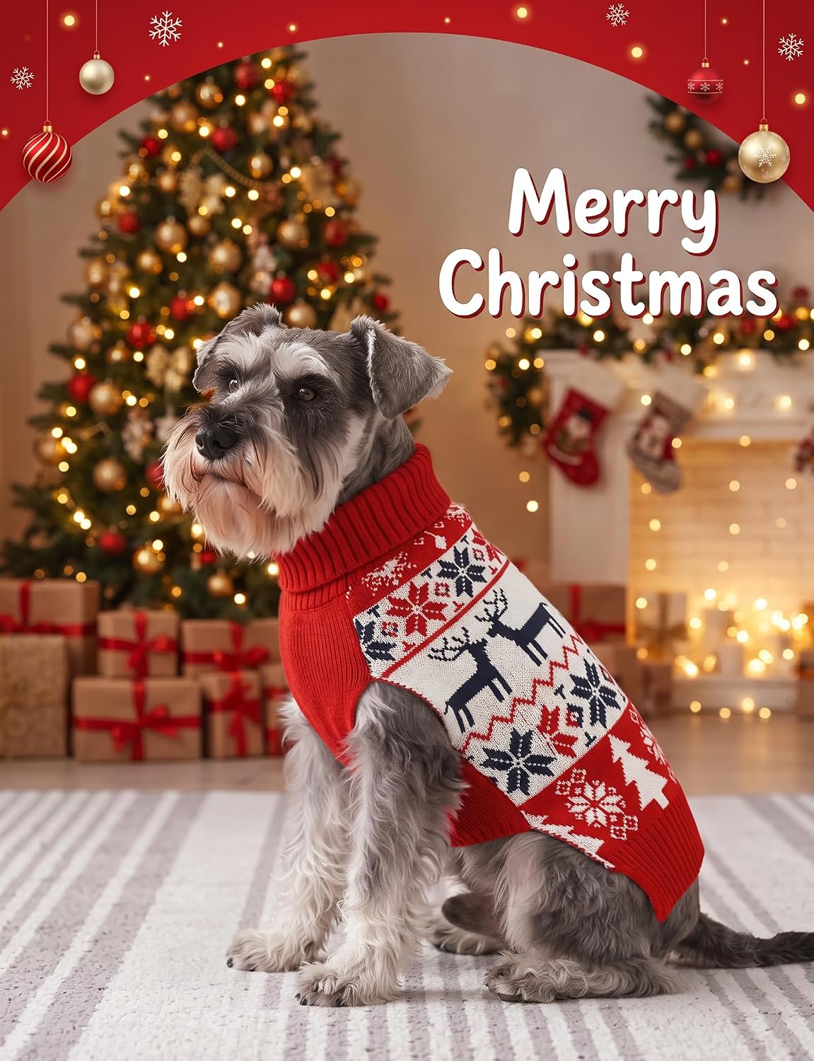 Christmas Dog Sweaters for Small Medium Large Dogs and Cats,Pet Soft Warm Holiday Outfit Girl & Boy,Pup Winter Clothes T