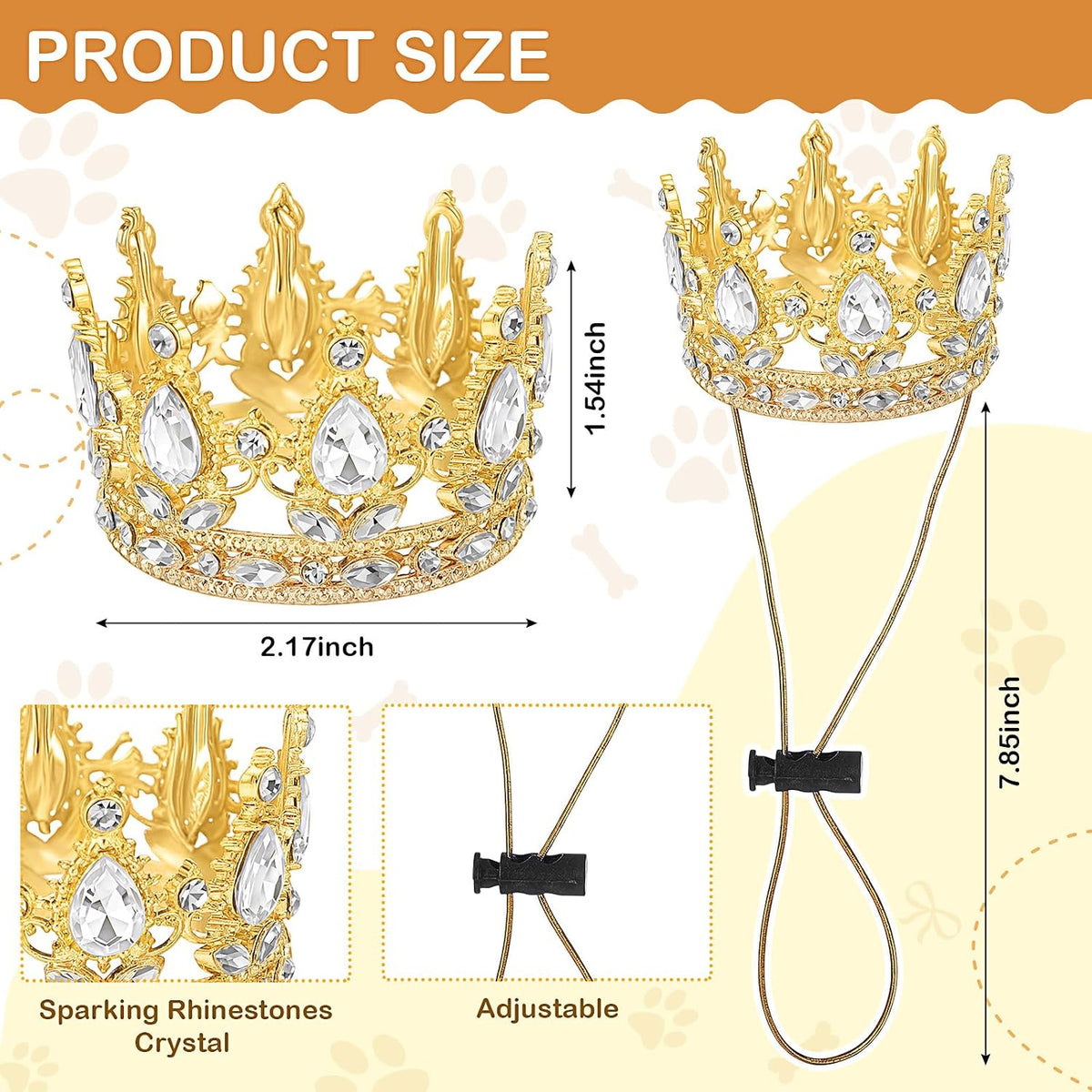 Abbylike White Small Dog Birthday Crown Queen for Pet Costume