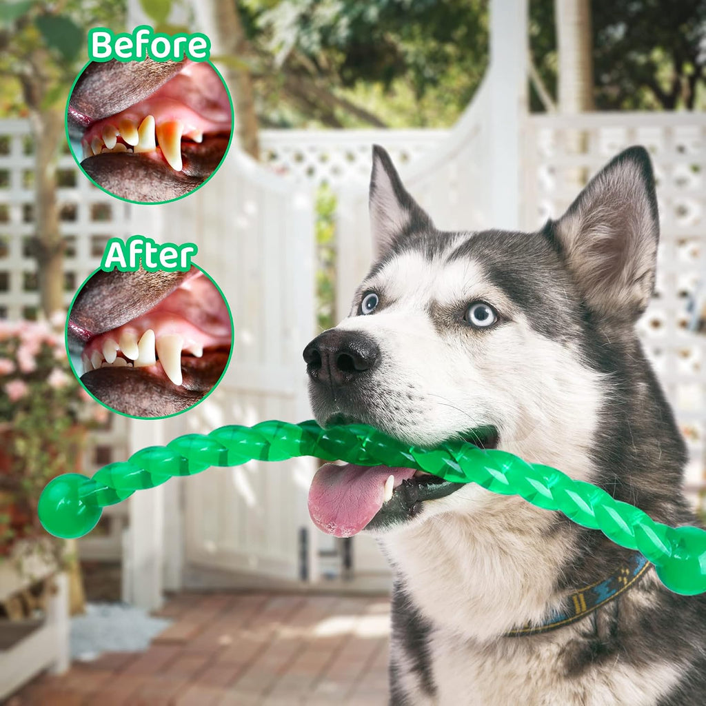 Dog Chew Toys 19'' Long for Medium/Large Dogs Aggressive Chewers, Rubber Dog Rope Toys Knot Teething Toys Almost Indestr