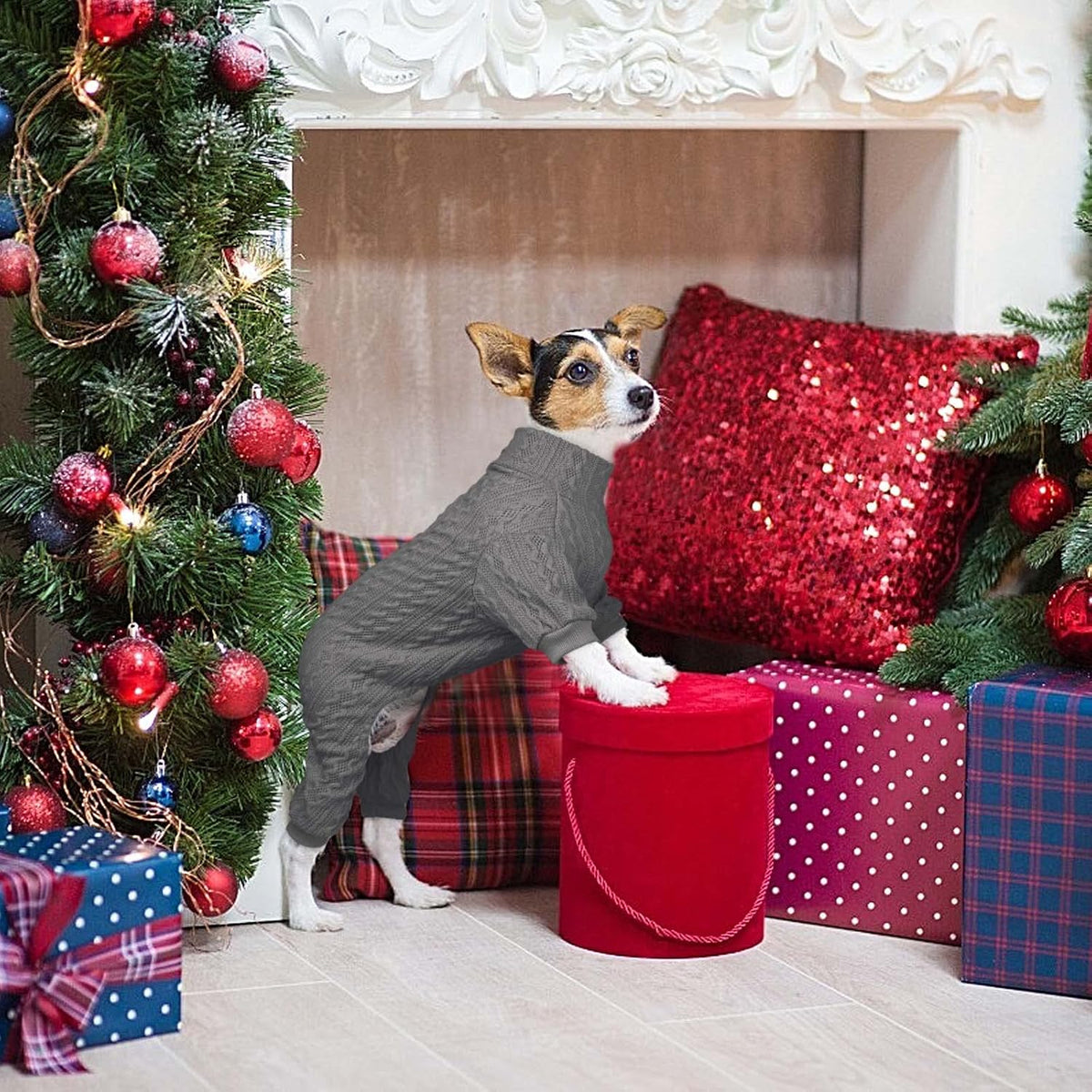 Dog Sweaters for Large Dogs Turtleneck Knitted Pet Clothes Solid Color Puppy Sweater Warm Dog Sweater(Grey&XL)