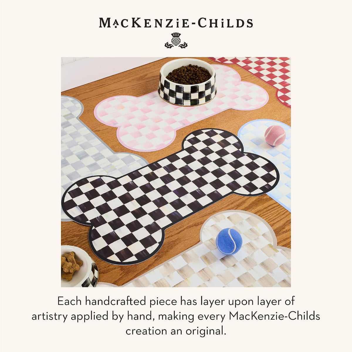 MACKENZIE-CHILDS Dog Leash, 60" Long, Pink-and-White Rosy Check